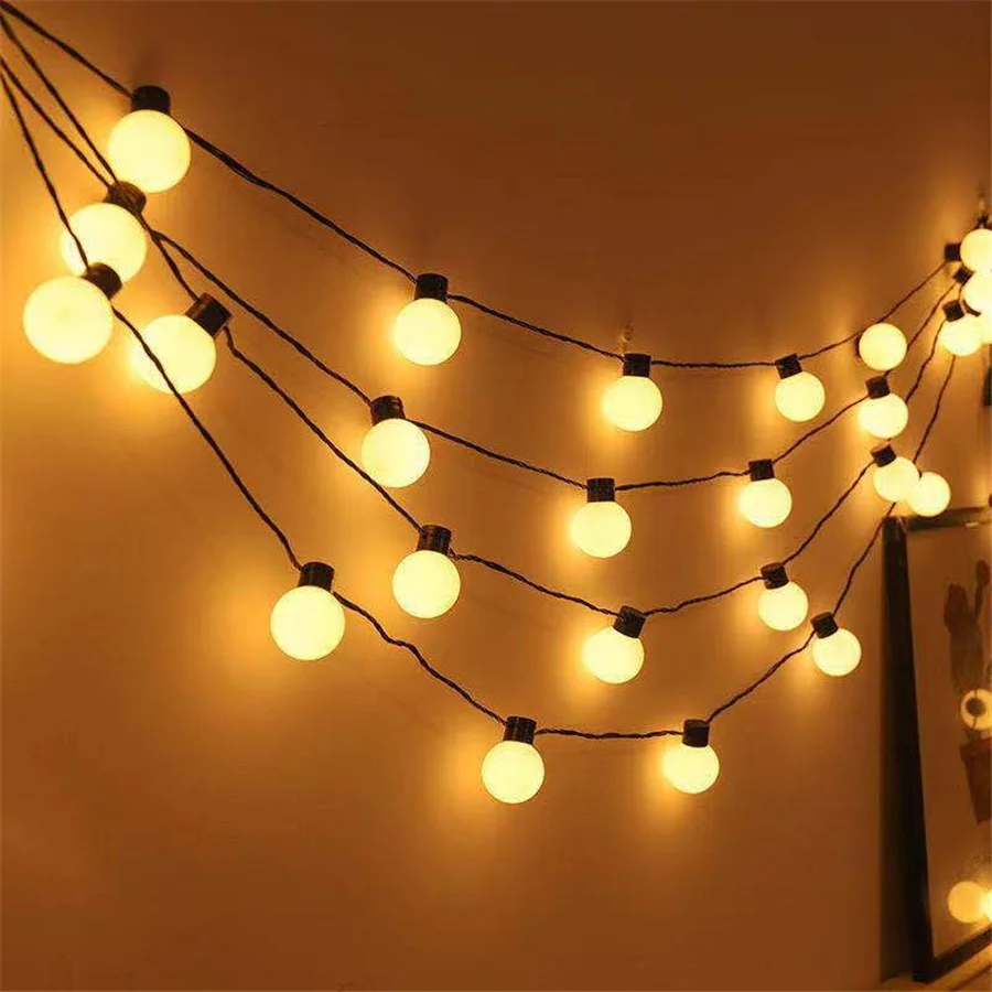 Tirvose 20LED runde Kugelbirne, Globus-Lichterkette, 220 V, EU-Stecker, Weihnachtslichterkette für den Außenbereich, für Party, Hochzeit, Gartendekoration