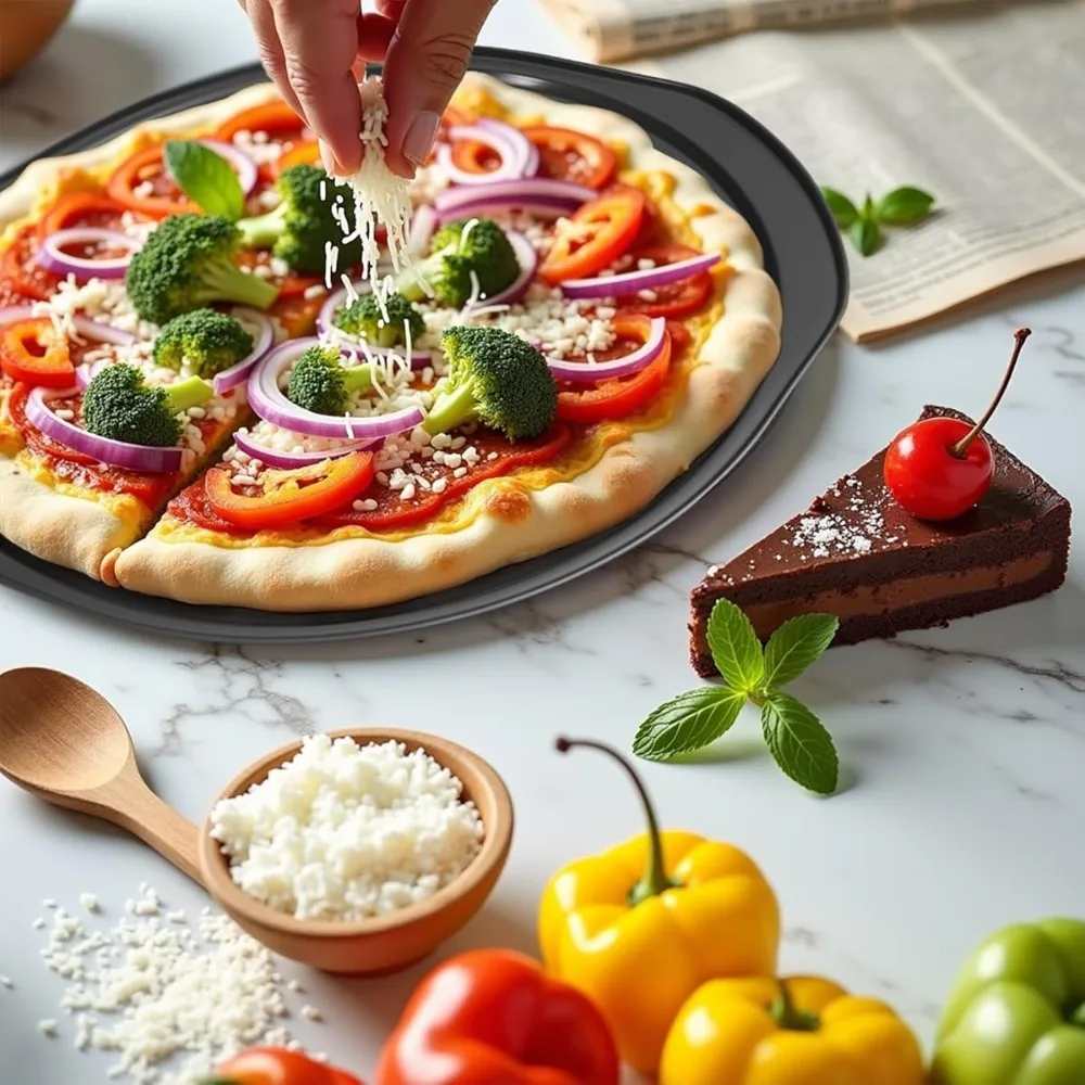 2er-Set Pizzapfanne aus Kohlenstoffstahl, 30 cm, antihaftbeschichtet, perforiert, mit Griffen, hitzebeständig bis 230 °C ° C für knusprige Kruste beim Kochen zu Hause