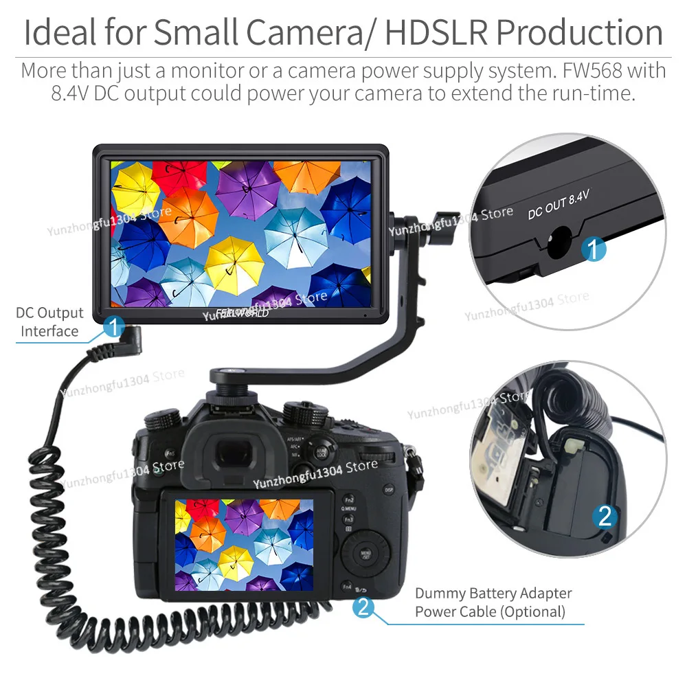 FEELWORLD FW568 5.5 inch Camera Field DSLR Monitor Small Full HD 4K HDMI 1920x1080 IPS Video Focus Assist for  Nikon Canon