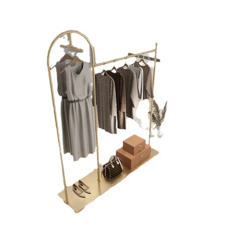 Clothing store display rack Nakajima floor-to-ceiling belt plate hanger women's clothing store wrought iron gold front side hang