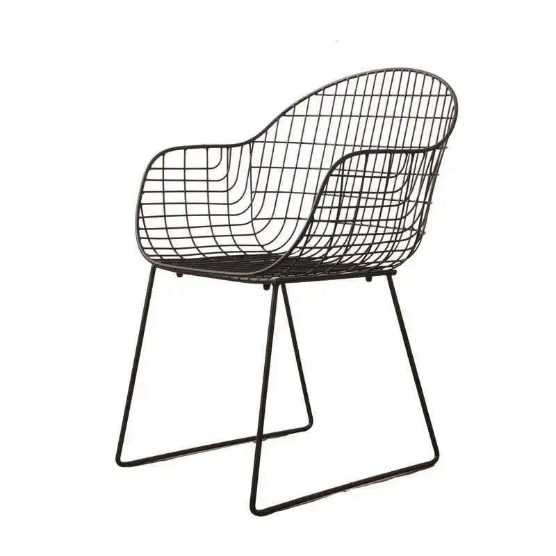 

Household Leisure With Backrest Armrest Wrought Iron Chair Nordic Simple Grid Hollow Dining Chair Desk Chair