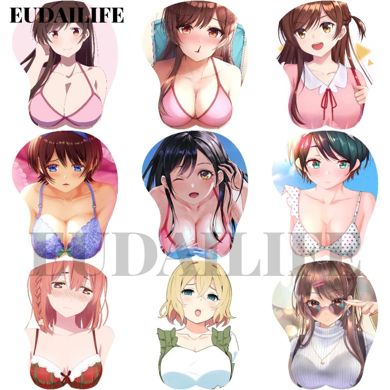 Mizuhara Chizuru 3D Mousepad Rent A Girlfriend Hand Wrist Rest Mouse Pad, silicona Oppai Soft Mouse Mat Office Work Gift