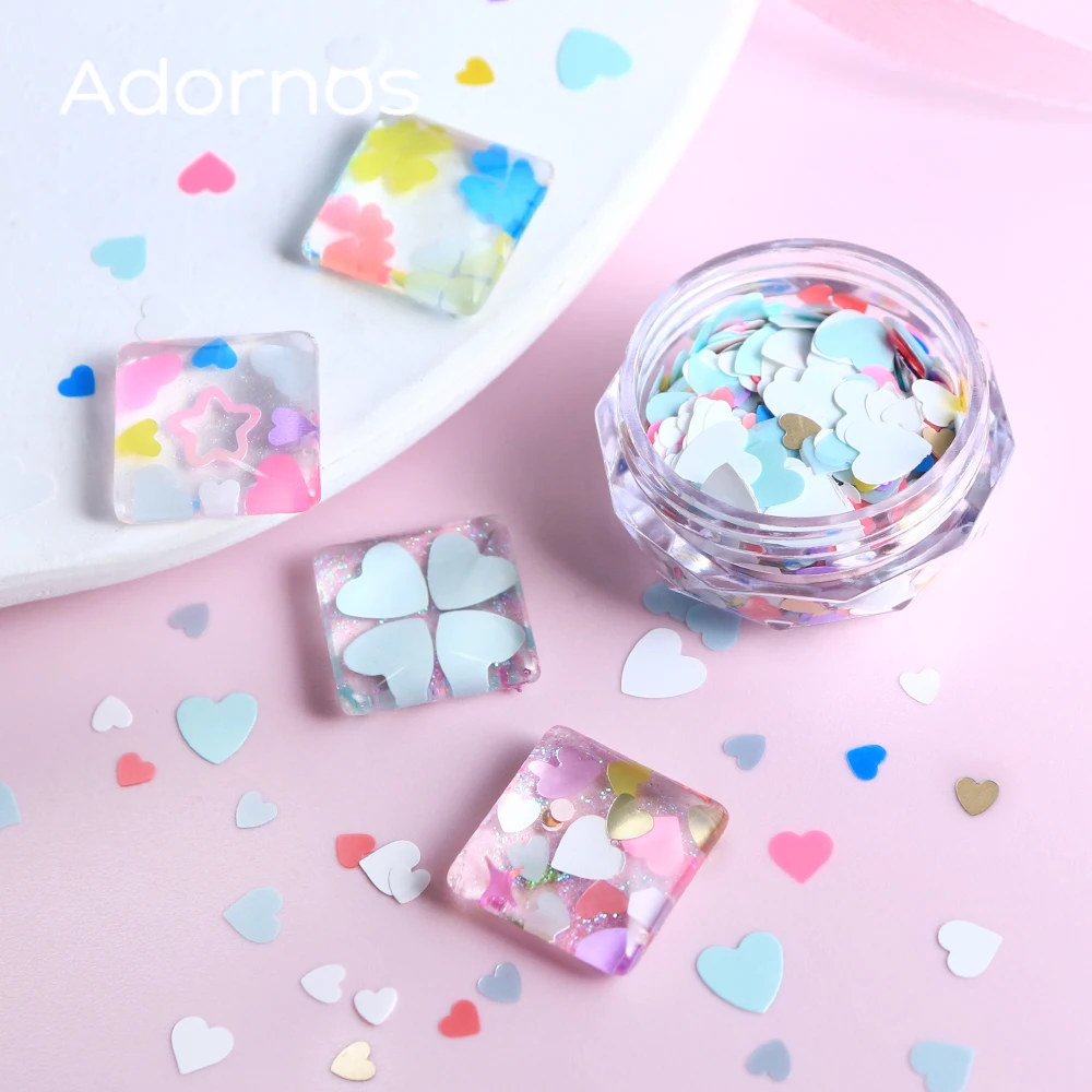 Dopamina amor coração decorações da arte do prego lantejoulas macaron coração floco y2k peças de unhas estilo dia dos namorados manicure diy acessórios