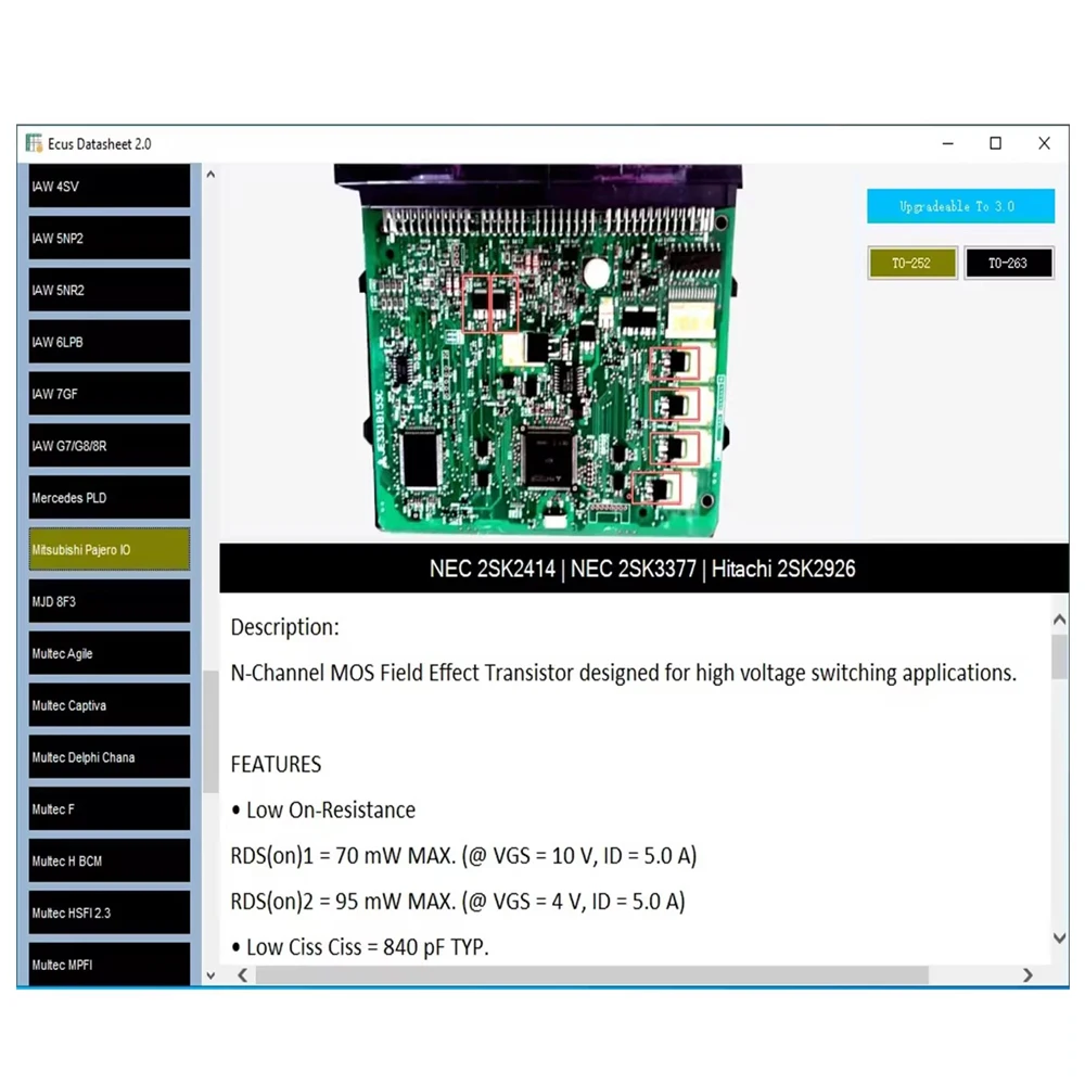 Ecus Datasheet 2.0 ECU Repair Software accesorios para auto PCB Schematics with Electronic Components of Car ECUs and Additional