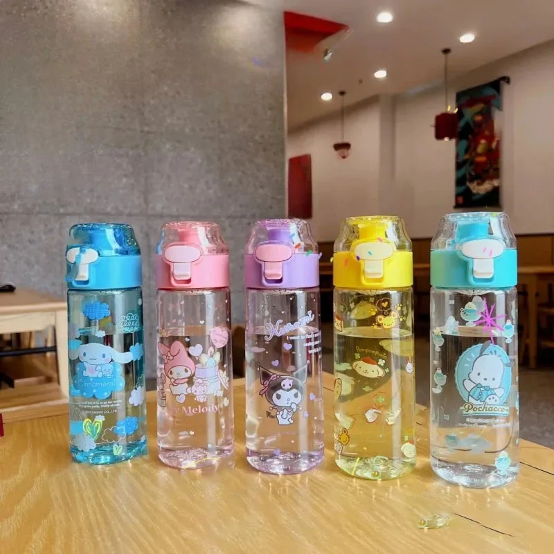 

550ML Sanrio Cinnamoroll Kunststoff Wasser Tasse Nette Kuromi Portable Temperaturbeständige Kunststoff Cup Sommer Praktische Wasserflasche