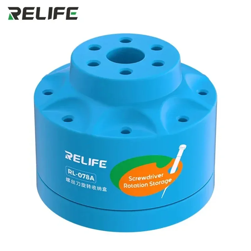 RELIFE RL-078A Screwdriver Rotating Storage Box for Mobile Phone Repair Multiple Holes Soldering Iron Tips Storage Holder