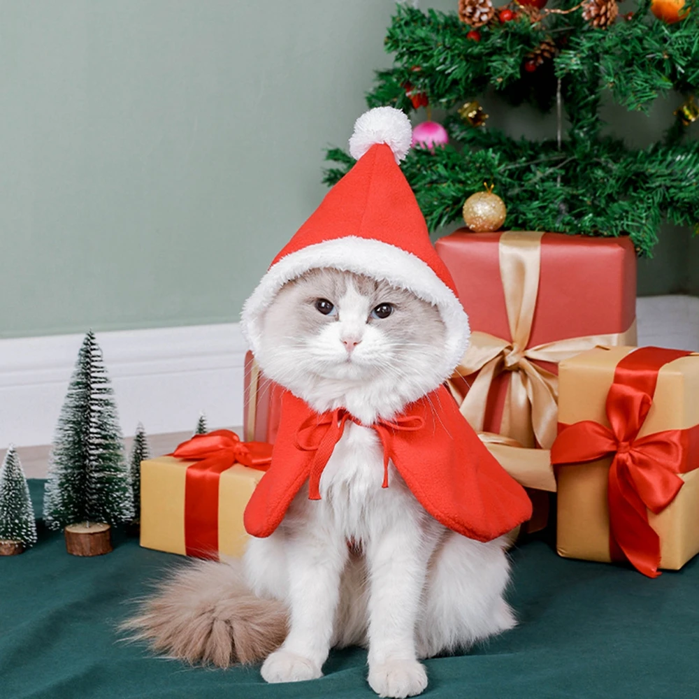 Cute Pet Christmas Clothes Cat Christmas Cloak Winter Clothes Comfortable Cat Costumes Cat Supplies