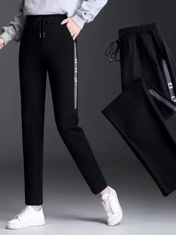 

Black Casual Harlan Pants Women's Spring Summer Autumn Lightweight Ladies plus Size Sports Trousers Slim Fit Female Jeans