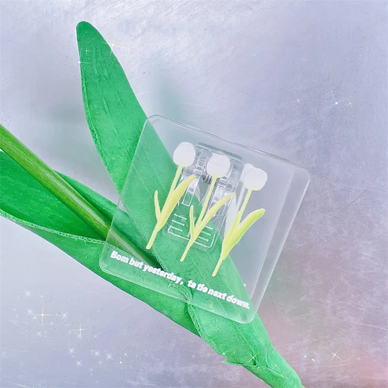 

7pcs Acrylic File Folder Clips Flower Design Binder Paper Holder Office Supplies Multi-function Long Tail Clip Room Decor