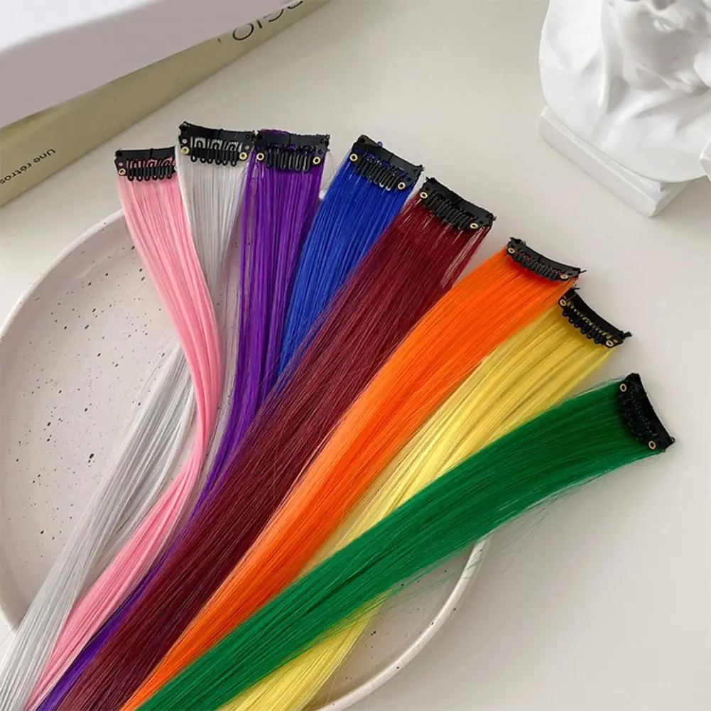 

Накладные пряди для волос прямые с заколкой, разноцветные, из искусственного волокна, для макияжа, 95