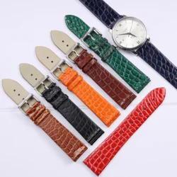 18 20mm handmade ultra thin univeral aligator watchband for Longenis Omega Tissot Crocodile skin leather watch strap pin buckle