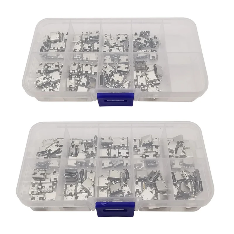 80/100Pcs Type C USB Charging Jack Welding Connectors 2Pin 6Pin 16Pin USB-C Socket For Mobile Phone PCB DIY Repair Kits
