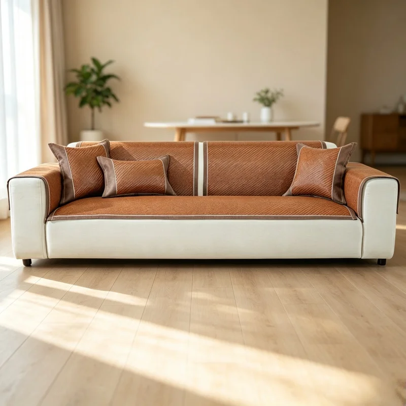 Summer Cooling Sofa Cushion Anti-Slip Breathable Anti-slip Sofa Cover Ice Rattan Easy Wipe Clean Protector Sofa Cushion Pratical