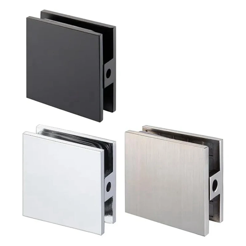 مشبك زجاجي من النحاس LICE، مشبك على شكل حرف U ذو لوحة ثابتة من الزجاج، أجهزة باب شاشة مربعة للحمام من 5/16 بوصة إلى 1/2 بوصة