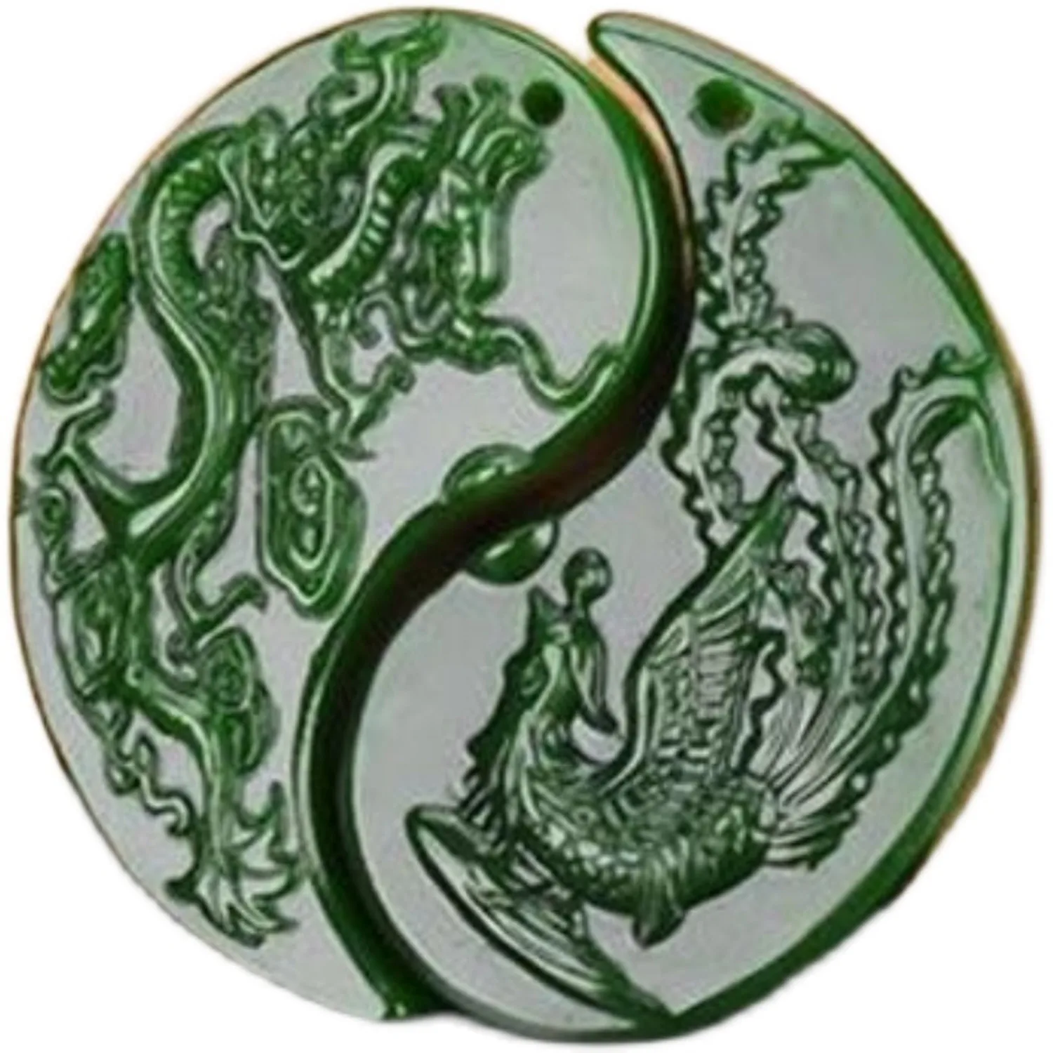 

Ожерелье с подвеской из натурального нефрита для любителей дракона и феникса