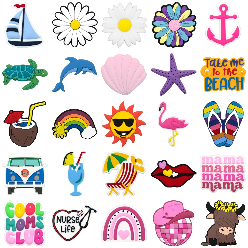 Fashion Casual Summer Bag Accessories, Rainbow Coconut Pin Charm for Women's Bags,Starfish  Sea Turtle Accessories for Handbags