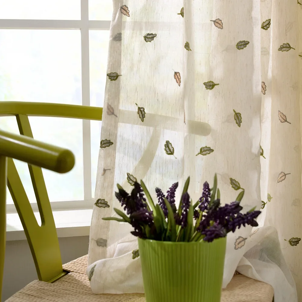 

Customized Modern Simple Cotton and Linen Blackout Fabric Curtains Embroidered Window Screens Decoration Living Room