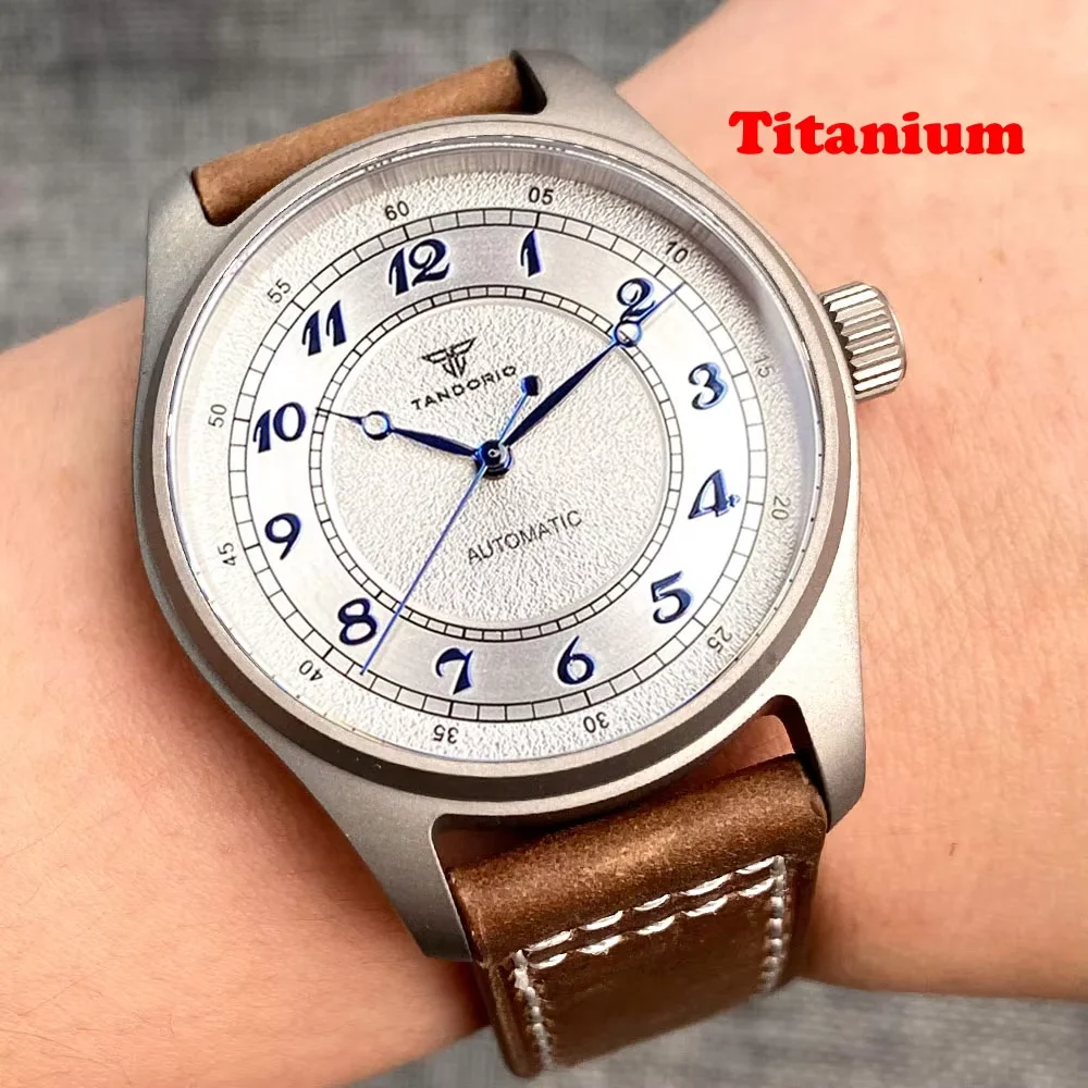 New Titanium White Frosted Matte Retro 39mm Miyota 8215 Pilot Automatic Watches For Men 200m Waterproof Sapphire Crystal Glass