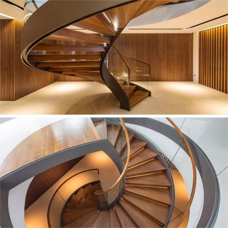 Villa Curved Stairs Ideas Spiral Staircase Prices Wooden Tread  Spiral Stair Led Stair Step Lighting Escalier From Foshan
