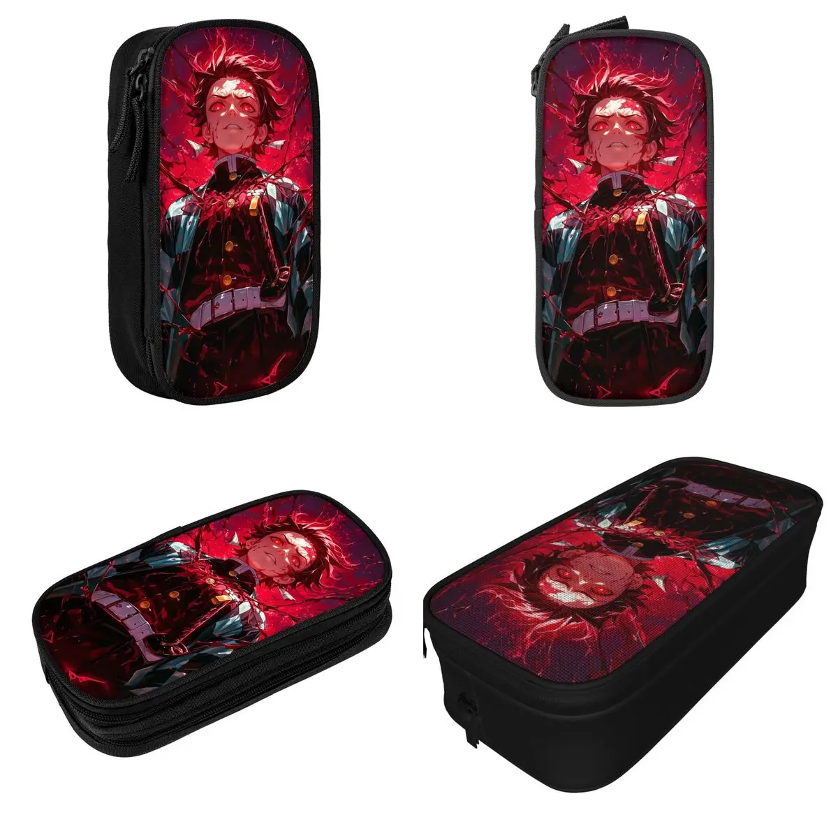 Fashion Demon Slayer Tanjiro Kamado Pencil Case Anime Pencilcases Pen Box Big Capacity Bags School Supplies Gifts Stationery