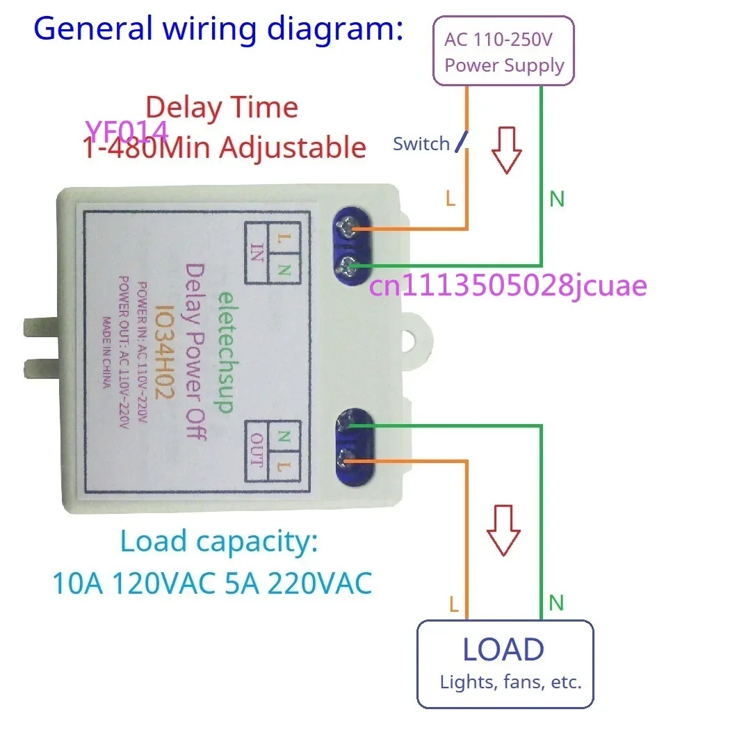 AC Time Delay Relay 50-60HZ 110V 120V 220V with DIP Switch for Light Fan Small Power Water Pump Automatic Door - Settable Timer