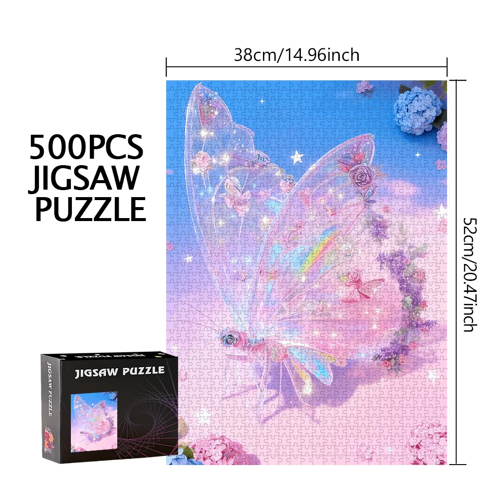 Puzzle con ali di farfalla e rose da 500 pezzi/1000 pezzi |   Puzzle portatile in cartone per compleanno, Halloween, Natale, grazie