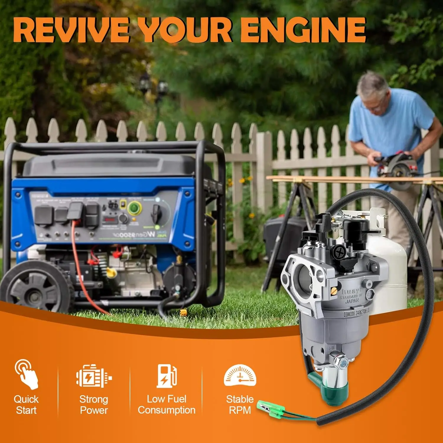 P27-2 Carburetor Compatible with Honda GX390 13HP 188F Generac GP6500 Powermax Smarter Tools 5000W 5500W Generator Carb