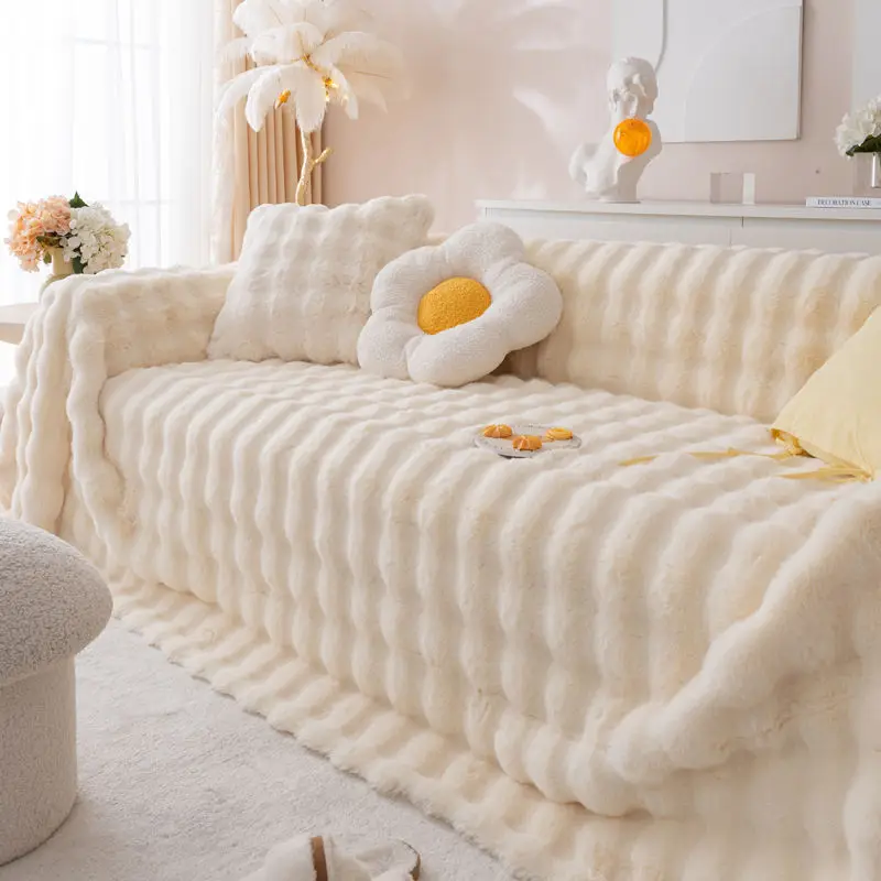 

Роскошное плюшевое полотенце для дивана с имитацией кролика, зимнее теплое пушистое одеяло, супер мягкое, гладкое, утолщенное бархатное покрывало для дивана M017