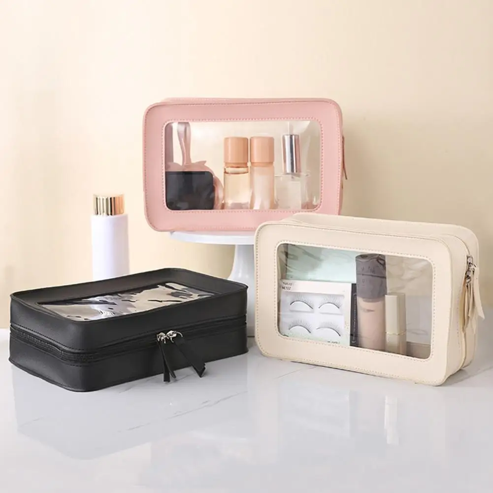 

Transparent Cosmetic Bag Zipper Closure Waterproof Travel Organizer Business Trip Toiletry Bag Makeup Brush Holder Pouch