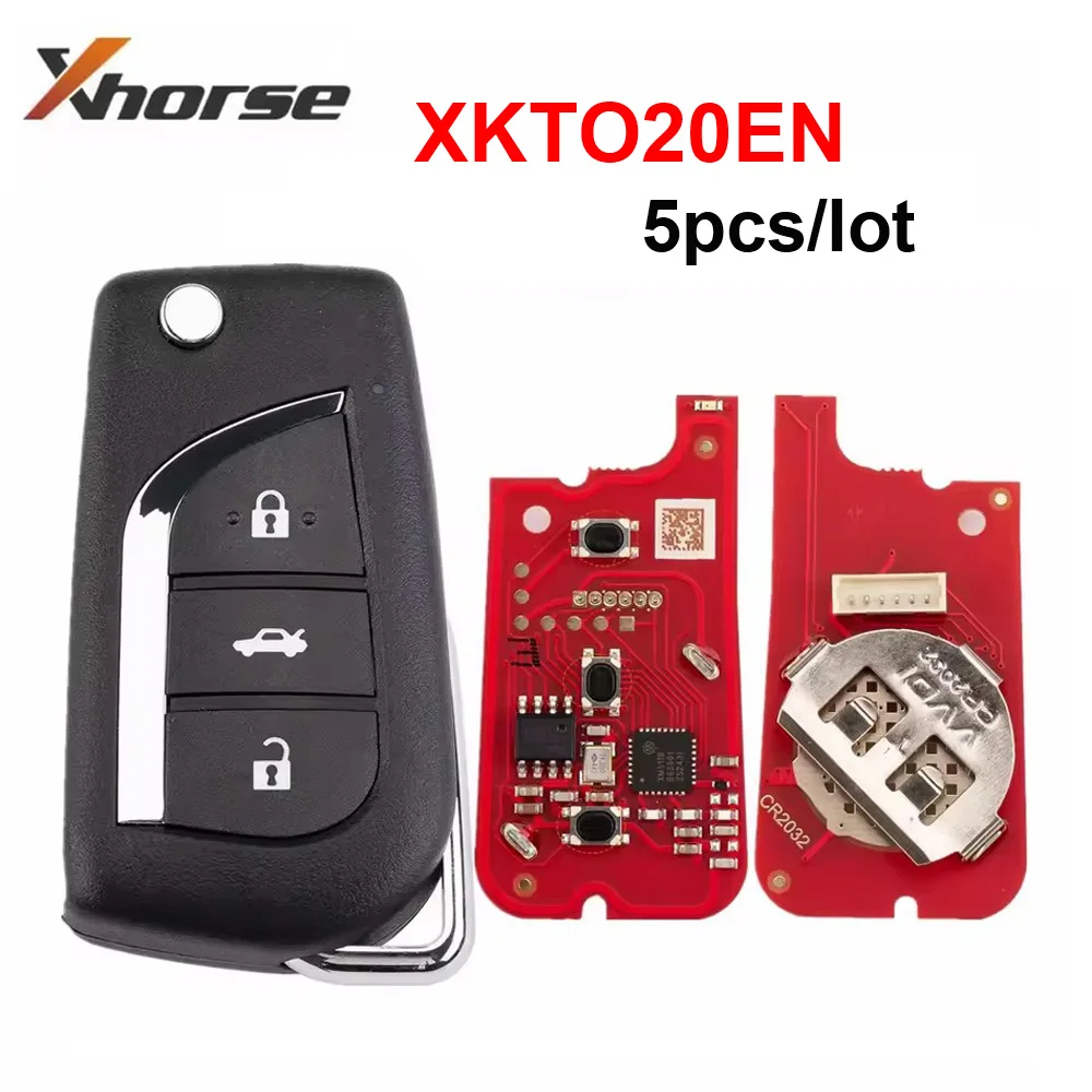 

5pcs Xhorse XKTO20EN Upgraded Version of XKTO00EN 3 Buttons Supports Wireless for Toyota Work with VVDI MINI Key Tool Max Pro