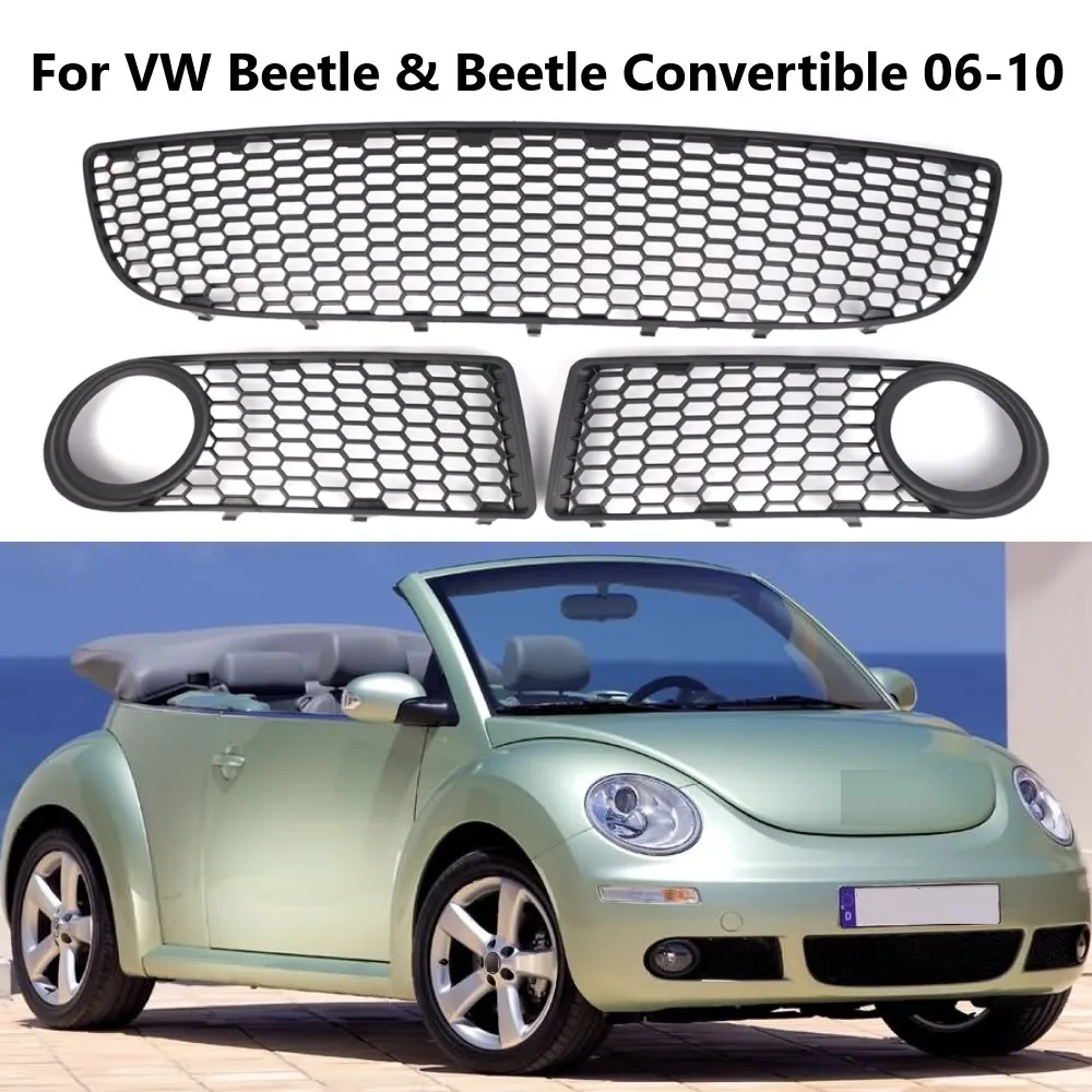 Car Front Bumper Lower Fog Light Vent Grille Grill Cover Case For VW Volkswagen Beetle & Beetle Convertible 2006-2010 ABS Black