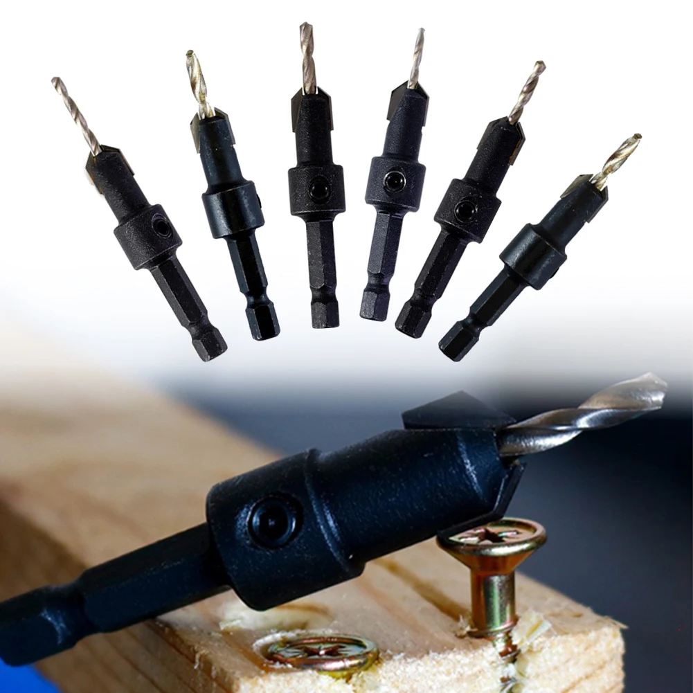 

Hex Shank Drill Bits Countersink Drill Bit Set Home Projects Different Sizes Precise Drilling Replaceable Drill Bits
