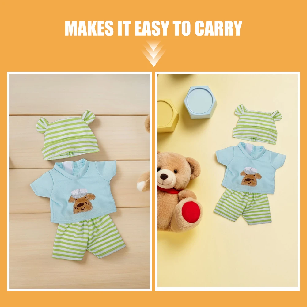 طقم ملابس من قطعتين مقاس 10 بوصات: ملابس فينيل مع بنطلون وقميص وقبعة للعب التظاهري، إكسسوارات خزانة ملابس لعيد الميلاد