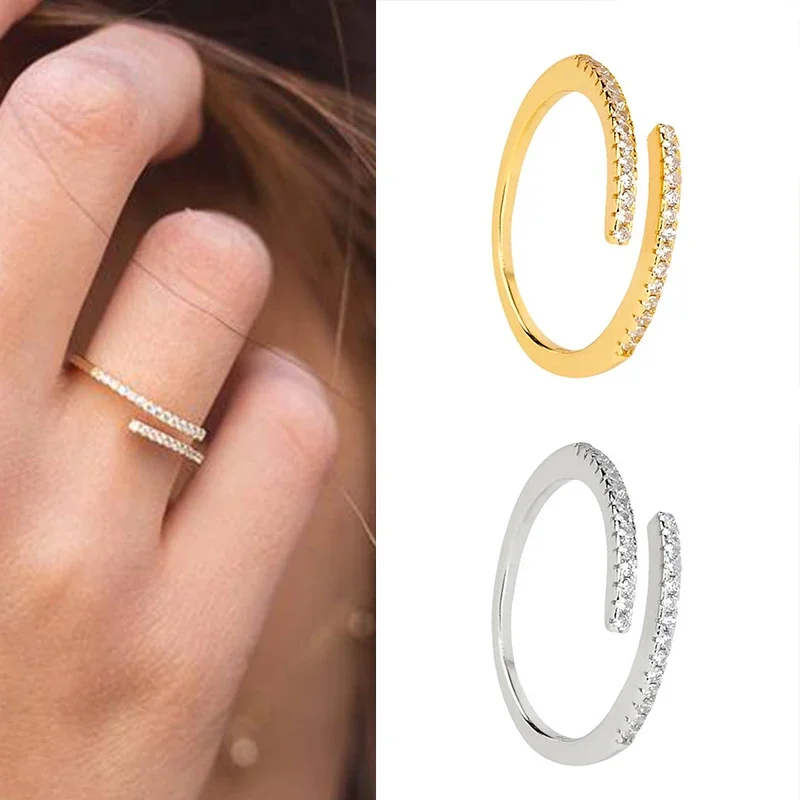 24k Gold-Plated Silver Simple Adjustable Opening Finger Tail Ring  women Valentine's Day Lovers' Girls Couples Engagement Rings