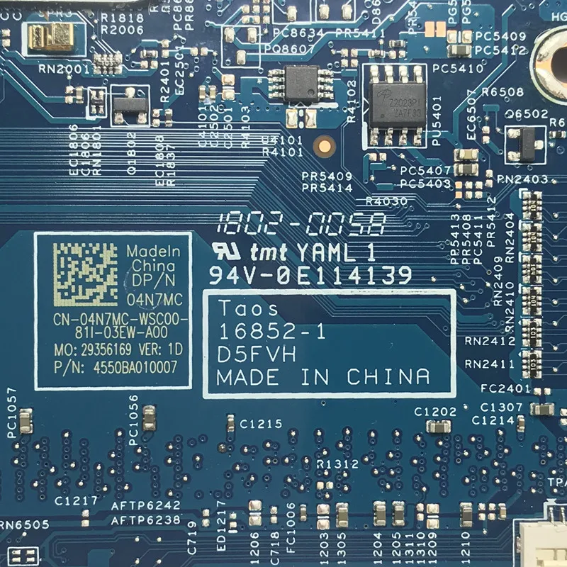 

04N7MC 4N7MC CN-04N7MC с процессором SR340 I5-7300U 16852-1 для Dell 3480 3580, материнская плата для ноутбука, 100% полное тестирование, работает хорошо