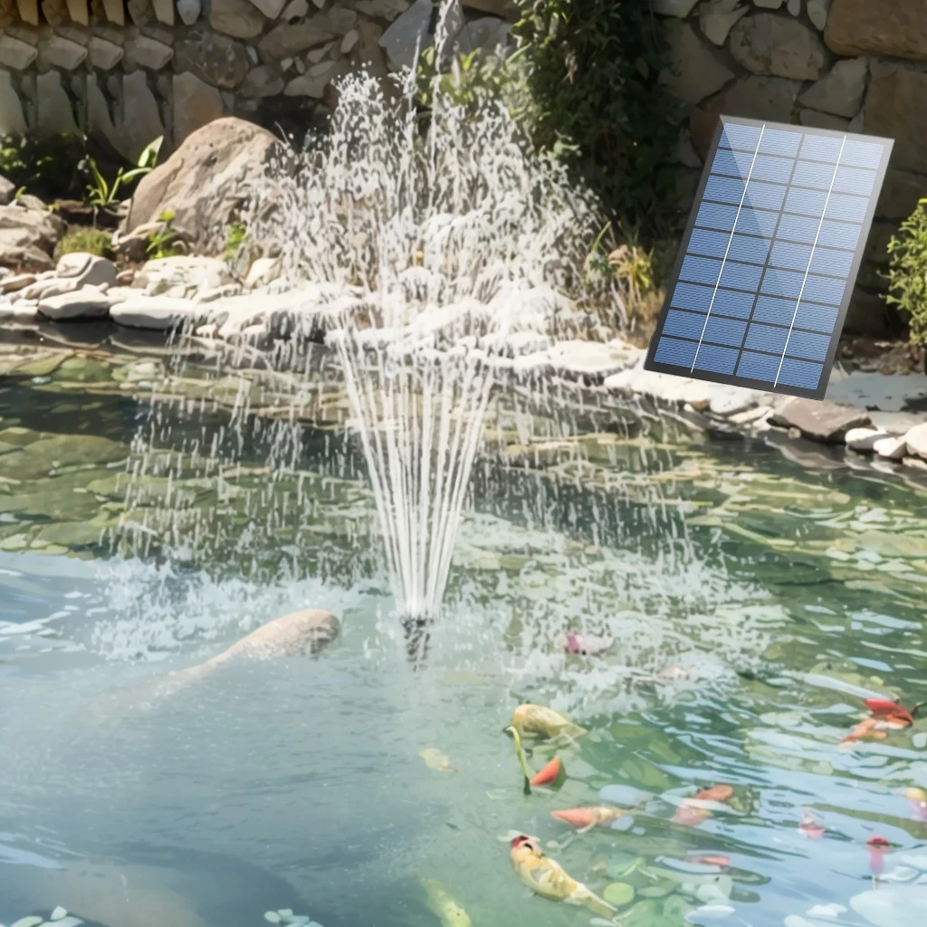 Outdoor Solar Floating Fountain 2.5W Bird Bath with 6 Nozzles for Pond Garden Fish Tank Garden Decoration Water Fountain Pump