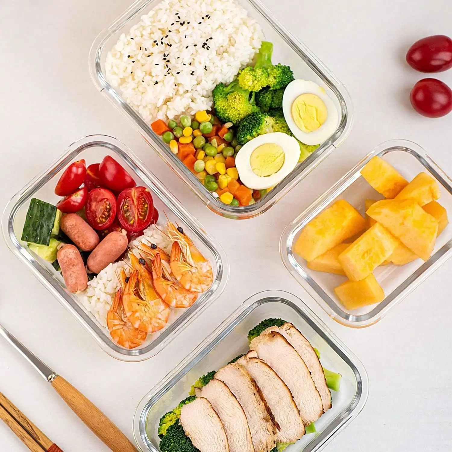 10 Pack Glass Meal Prep Containers, Food Storage Containers With Lids Airtight, Glass Lunch Boxes, Microwave, Oven, Freezer And Dishwasher