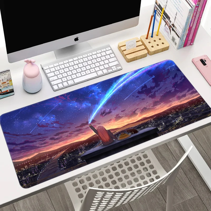 Anime Landscape Mouse Pad Large Computer Office Game Table Mat XXL Rubber Anti-slip Keyboard Mousepads Lock Edges Long Desk Pads