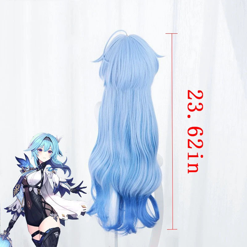 Ganyu Cos Long Curly Hair Halloween Masked Ball Role Play Headwear Oneness Gradient Wig Cover Anime Genshin Impact Character Wig