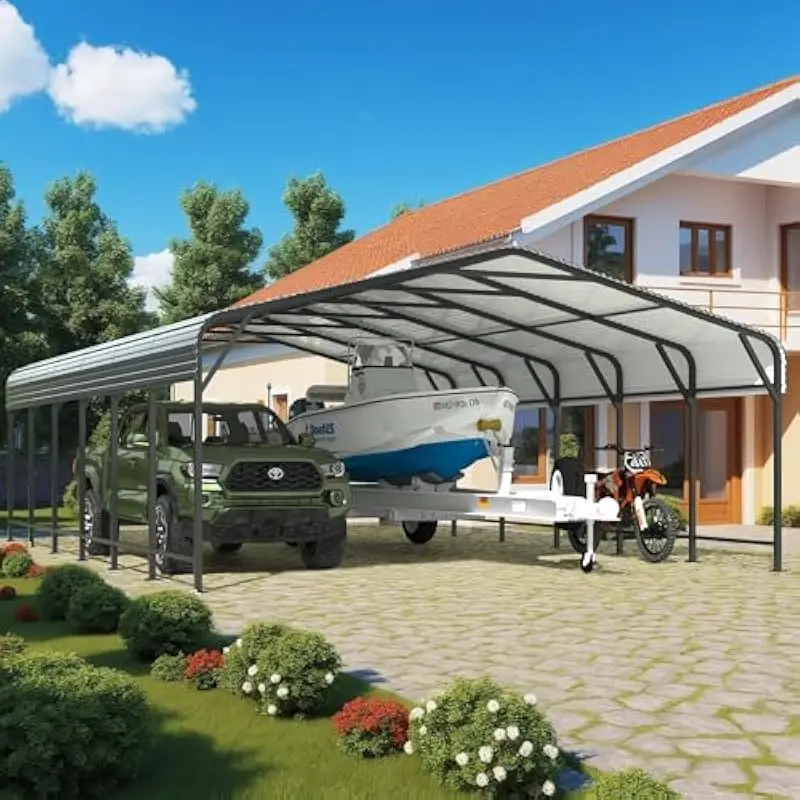 20x30 FT Heavy-Duty Steel Canopy with 7 Extra Roof Beams, Triple-Coated Frame, 14 Anchors, Wind-Resistant Reinforced Structure,