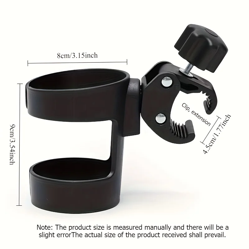 1PC Universal Rotating Cup Holder, 360° Swivel Base, Durable Black Cup Mount for Baby Stroller, Outdoor Cycling Walking, Gift