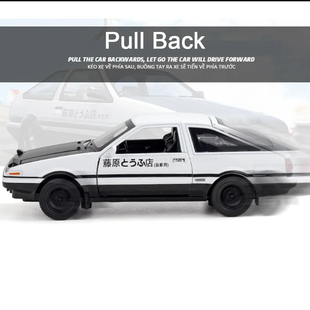 1/32 AE86 Minicar Legierung Diecast Modell Auto Spielzeug Zurückziehen Sound Licht Türen Zu Öffnende Spielzeug Serie Jungen Geburtstag Geschenke Sammlung