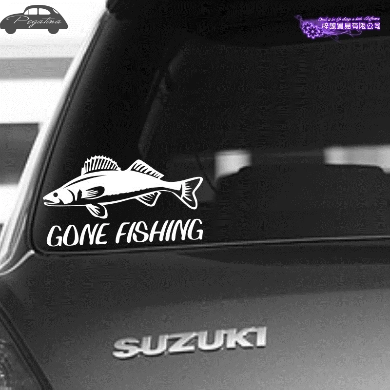 Gone Fishing Sticker Bucket Decal Tackle Shop Fishhook Sticker Fish Tank Boat Box Car Vinyl