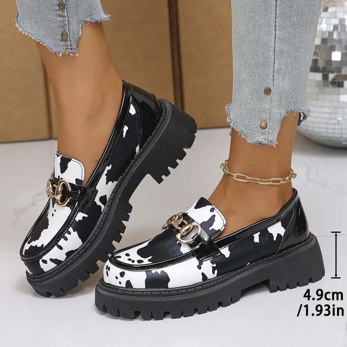 

Large Size Loafers Shoes Women 2026 Spring New Item Leopard Print British Style Fashion Single Shoe Leather Women's Shoes