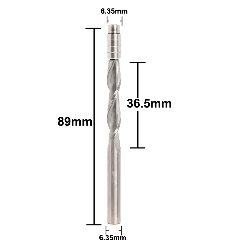 

6.35mm Shank Bit Flush Trim Solid Carbide Spiral TemplaTe Router Bit Longer Cutting Length 4 Bearing CnC WoodWorking Tools