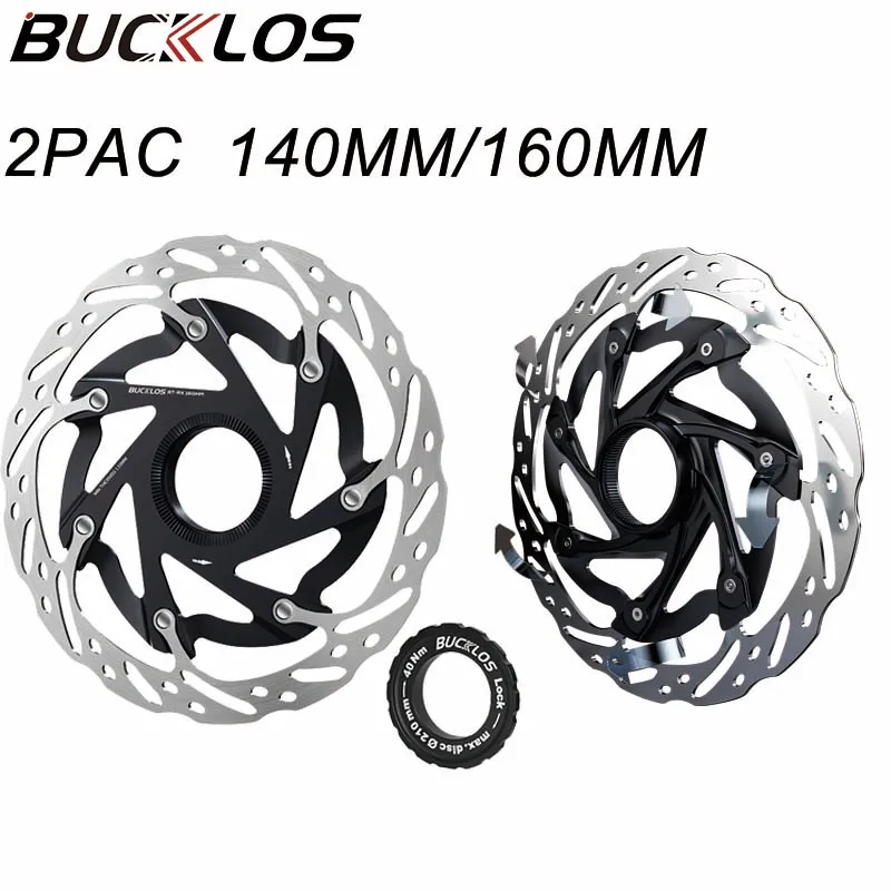 

BUCKLOS Bike Centerlock Rotor Durable Bicycle Rotor Floating Center Lock Rotors 160 140mm Disc Brake Aluminum Alloy Brake Rotor