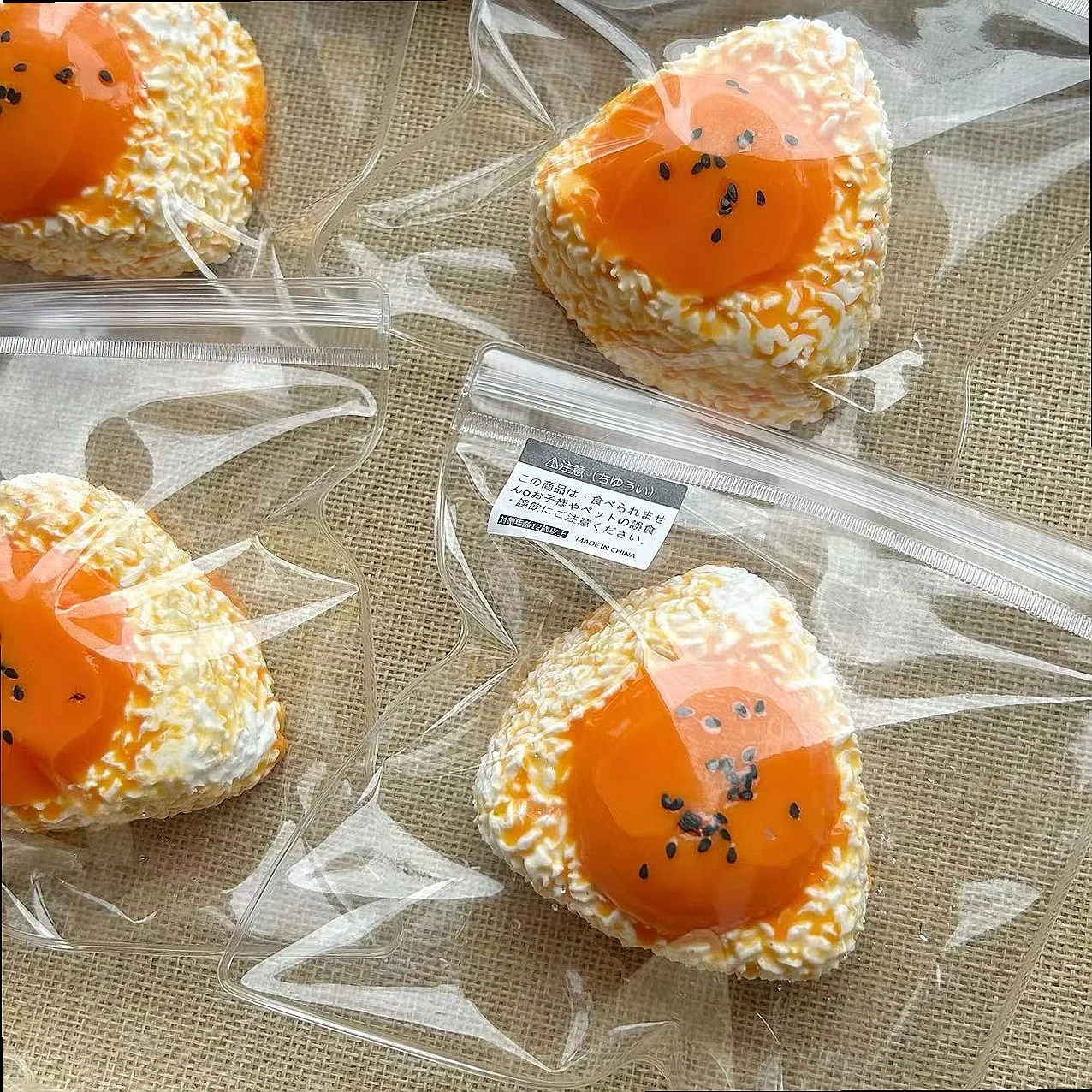 Mini Silicone Egg Rice Ball Squishy Toy, Realistic Handmade Fake Food Play