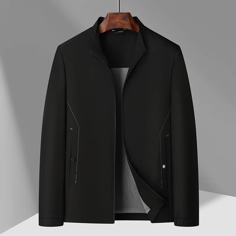 Spring Collection Men's Stylish and Handsome High-Quality Jacket - Classic and Versatile Business Casual Pure Color Stand-Up Col