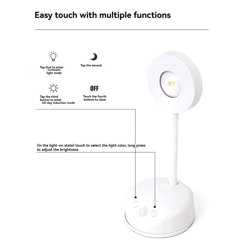 

ABJO-2200Mah Лампа «кошачий глаз» с датчиком движения, работающая от батареи, 3 цвета и регулировка яркости на 360 градусов ° Вращающийся прожектор для рисования