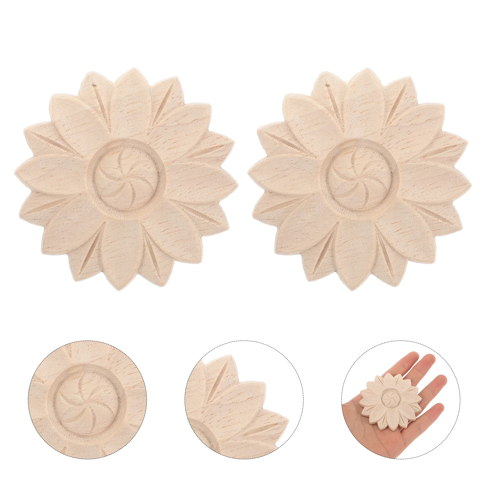 

10pcs Solid Wood Carved Applique Unfinished Flower Corner Onlay For Diy Furniture Decoration Cabinet Door Frame Wood Carving